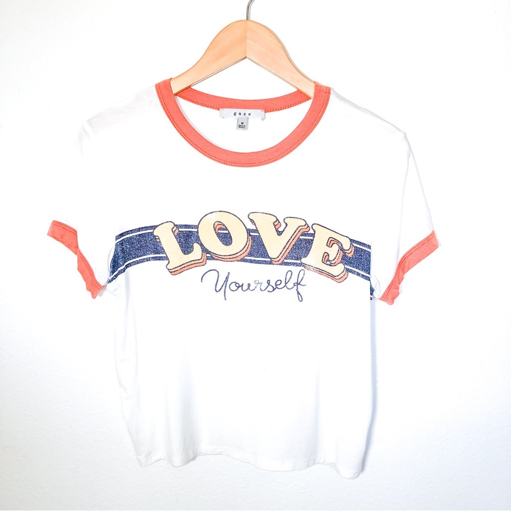 Graphic 90's Style Love Yourself Orange T- Shirt. Size Womens Medium